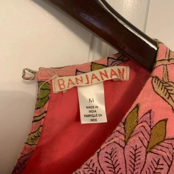 Banjanan Pink Floral Dress with Tie Waist and Tassels Size M - Picture 3 of 8